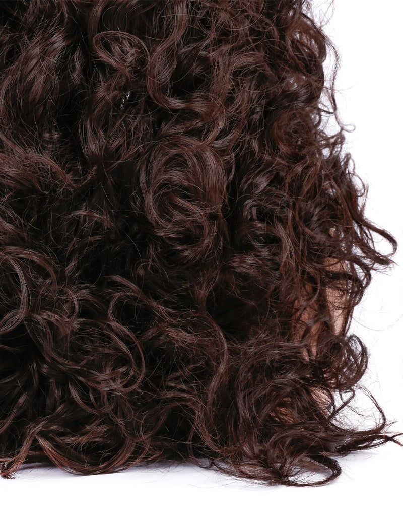 morvally Long Curly Dark Brown Synthetic Hair Wig for Cosplay Costume Halloween Party Wigs for Men - Image 5